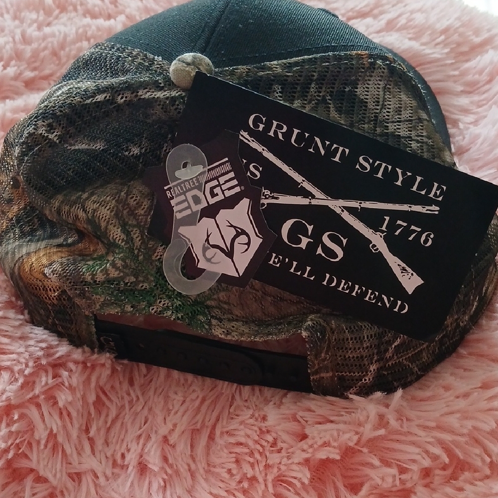 Grunt Style Camouflage Trucker Hat in Black and Camo - Picture 2 of 5